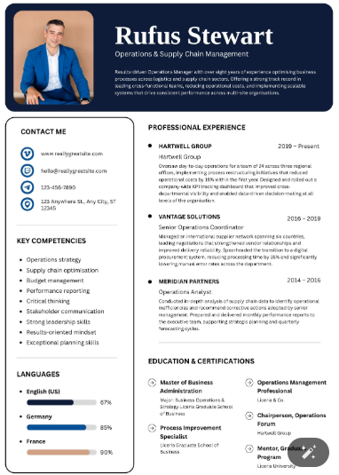Professional CV Sample 67